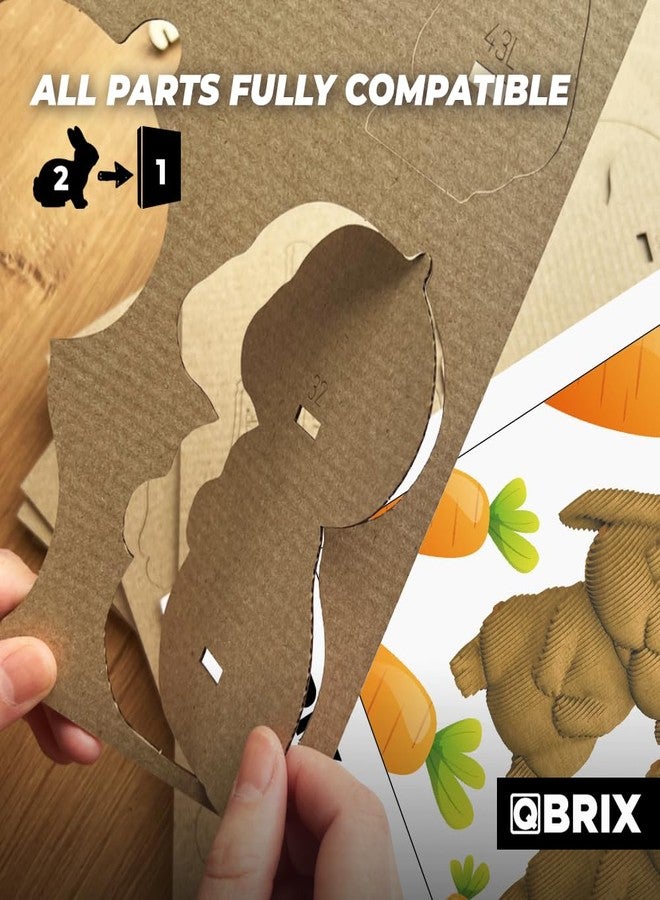 QBRIX Big-Eared Couple 3D Puzzles for Adults, 3D Model Kit for Teens, DIY Crafts for Home Decor, Original Gift for Boys&Girls, Handmade Bunny Toy 14+ Craft Kit - Image 5